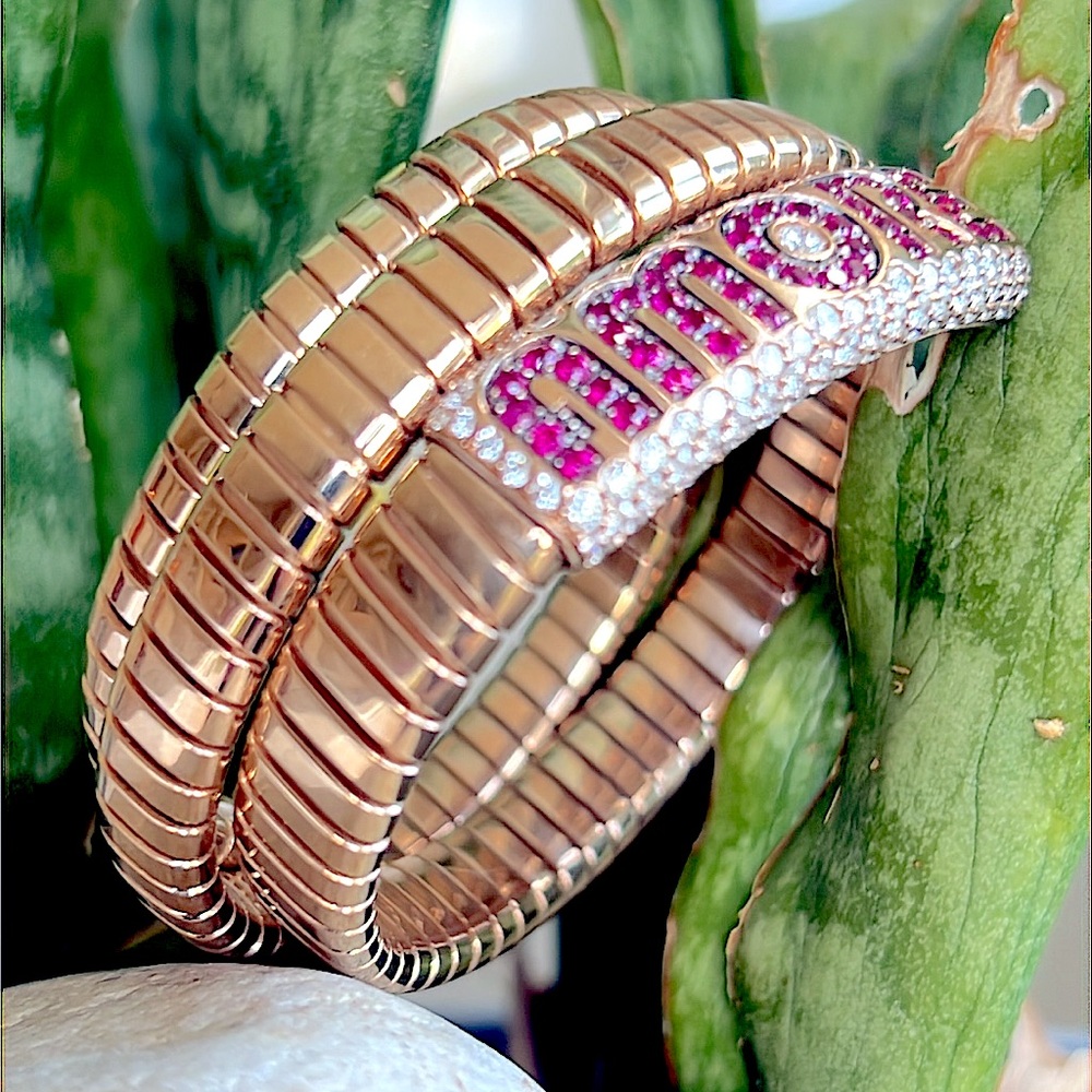 18k gold diamond and ruby  'Amore' Bracelet - Picture 4 of 11